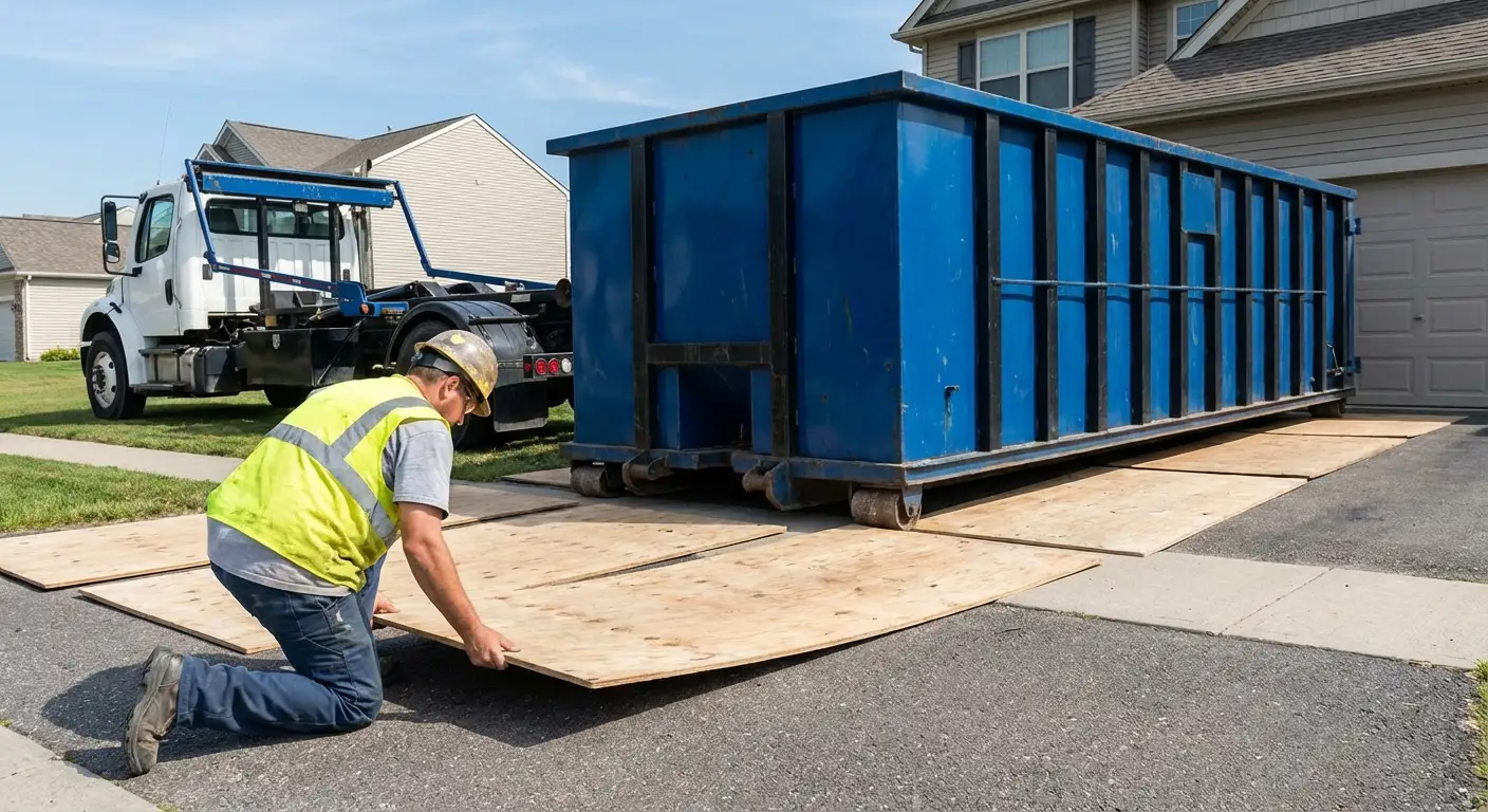 Driveway protection and delivery preparation for dumpster rental in Niceville, FL