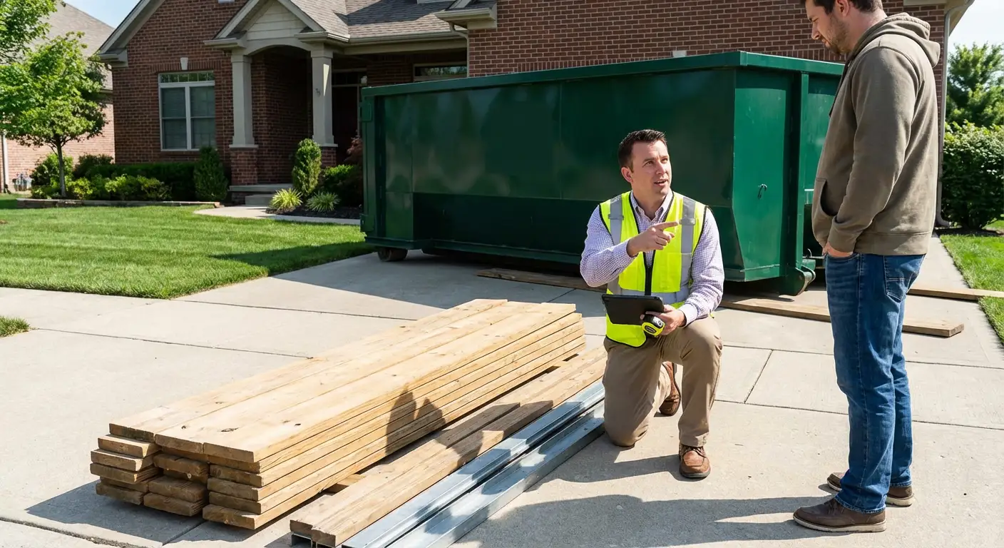 Dumpster rental delivery truck in Niceville