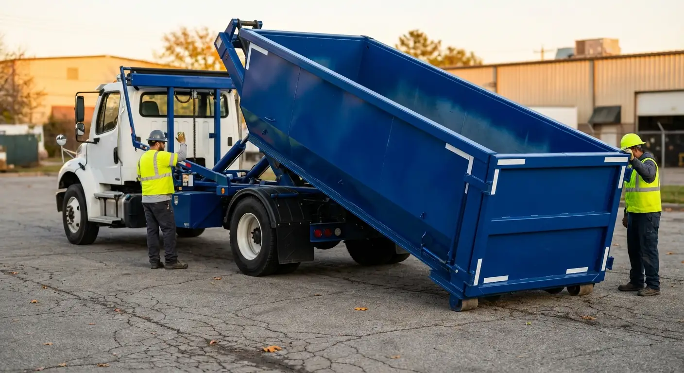 Roll-off dumpster rental truck protecting driveway surfaces in Niceville, FL