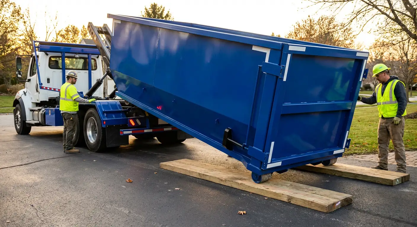 Dumpster delivery on driveway in Niceville, FL